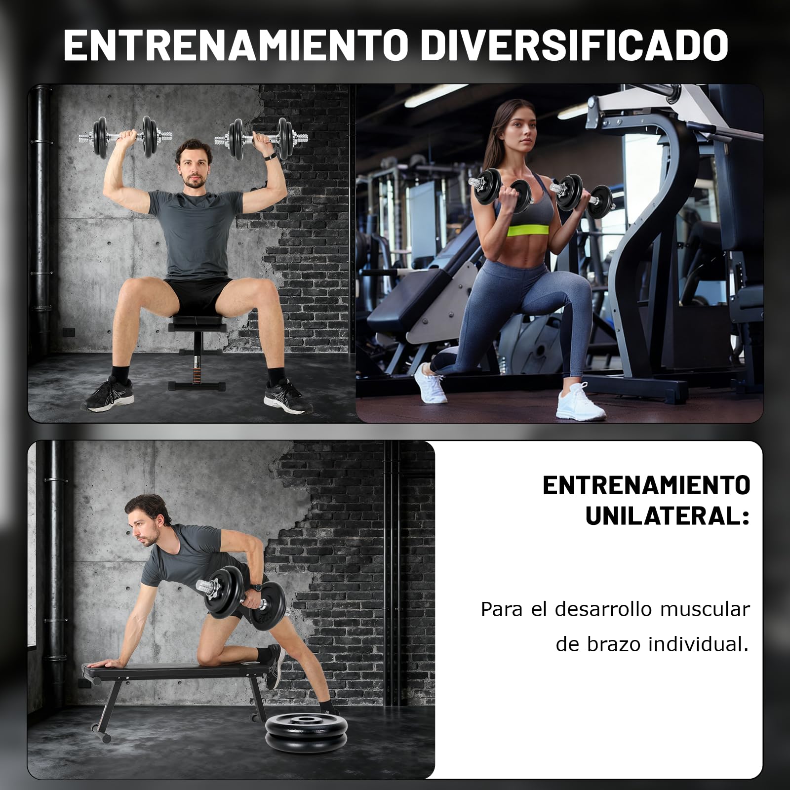 Mancuernas Ajustables 2-EN-1, Barra Pesas Ajustables 10kg 15kg 30kg, Juego de Mancuerna para gimnasio en casa, Dumbbell Set de hierro fundido, Barra De Pesas Kit Negro