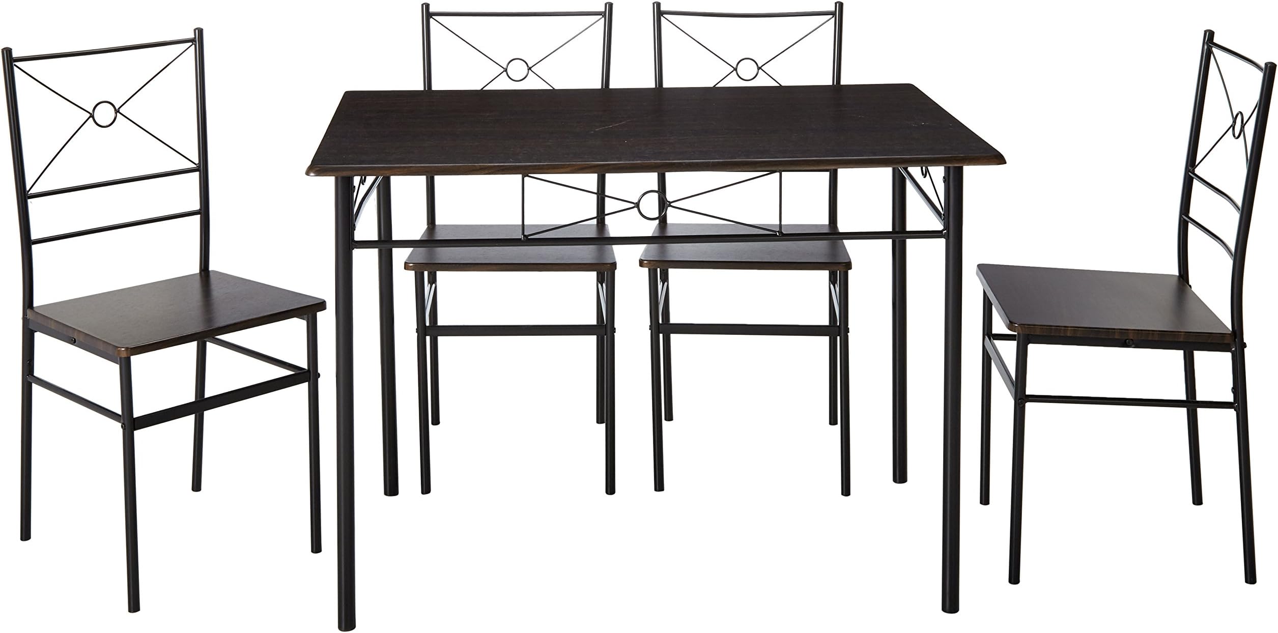 Harper Bright Design 5 pcs Dining Table Set Dining Set Dining Furniture Wood and Metal Home Kitchen Furniture (Espresso)