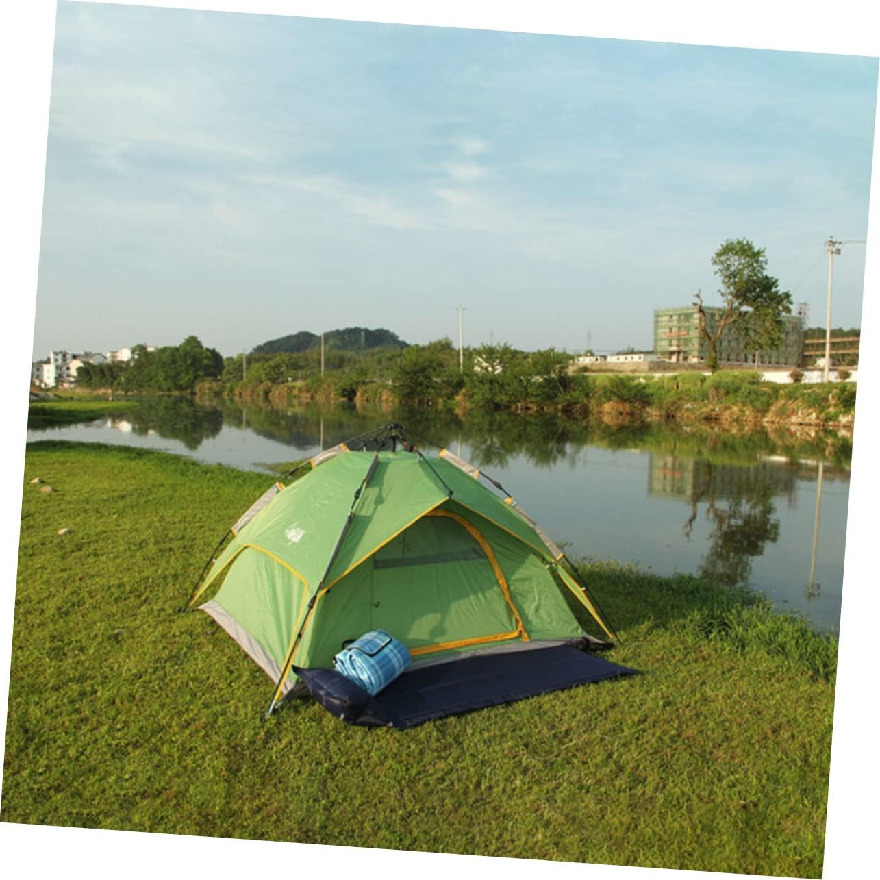 DECHOUS Inflatable Camping Mat Pillow Portable Wear-Resistant Sleeping Pad for Outdoor Camping and Napping Single Person Self-Inflating Design