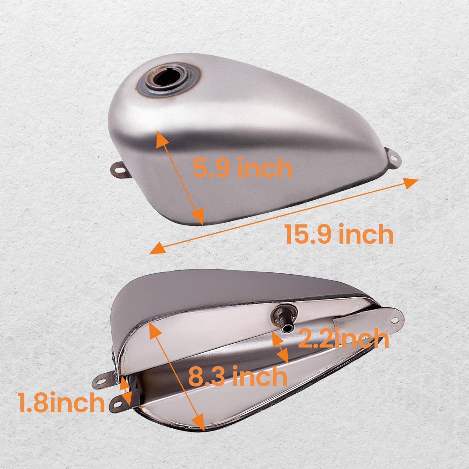 1.5 Gallon 5L Front Gas Fuel Tank Direct Mount for Sportster Ironhead Bobber 1955-1972 1956 1958 1960 1973 1974 1975 1976 1977 1978