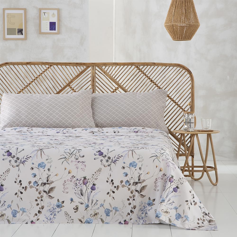 COTTON ARTean Juego sabanas Arina Cama 135 ALGODÓN SATÉN 200 Hilos Beige | Incluye 3 piezas: encimera, bajera ajustable, 1 funda de almohada. Certificado OEKO-TEX