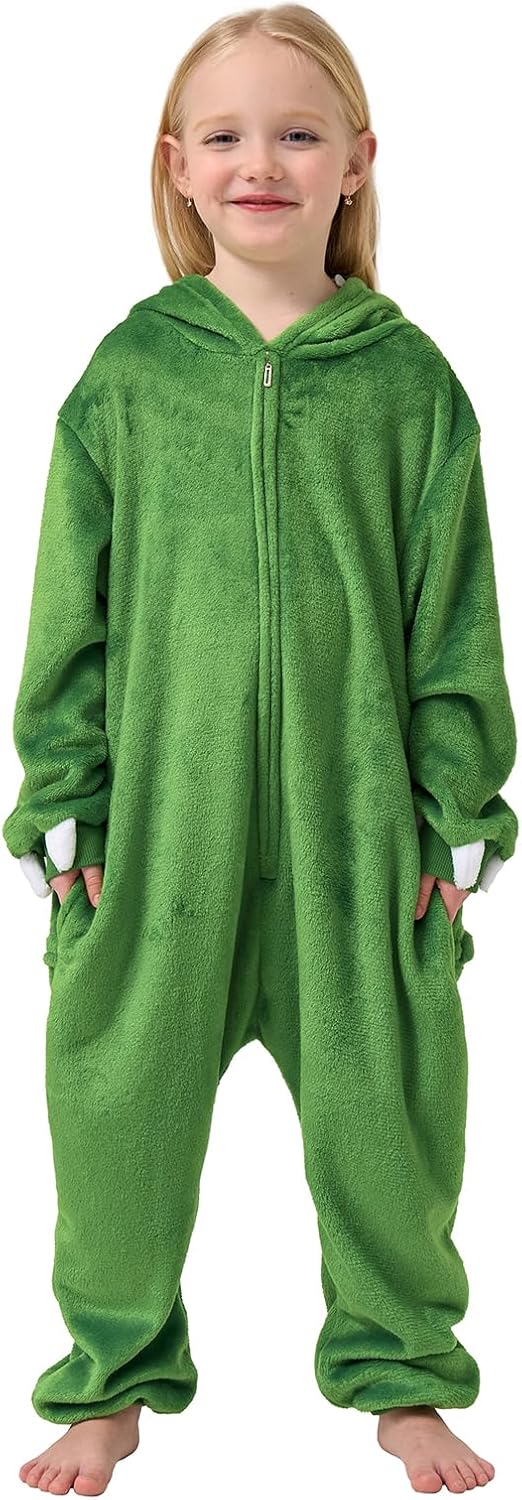 Kids Onesie Pajamas, Flannel Children Animal Onesie for Halloween Christmas, One Piece Pajamas Cosplay for Girls Boys