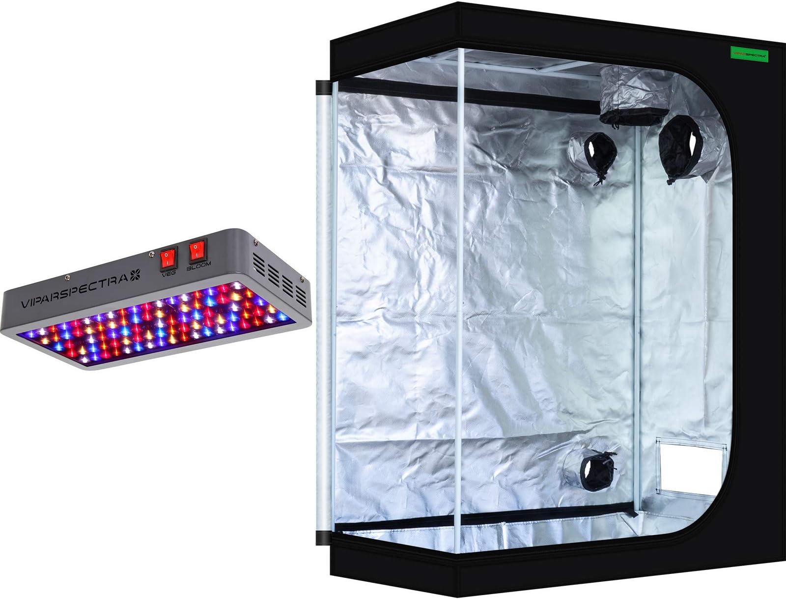 VIPARSPECTRA 48”x24”x60” Mylar Hydroponic Grow Tent + 450W LED Grow Lights for Indoor Plant Growing and Flowering