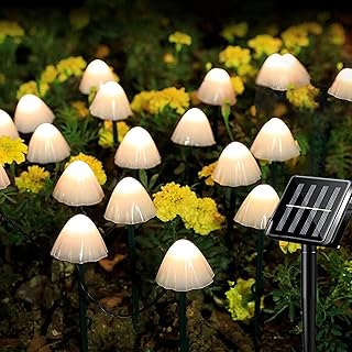 Luci da Esterno Giardino, XRR 12 LED catena luminosa esterno Impermeabile Giardino Lucine Filo Rame Luci Stringa Fungo Decorative per Cortile, Gazebo, Matrimonio, Compleanno(bianco caldo)