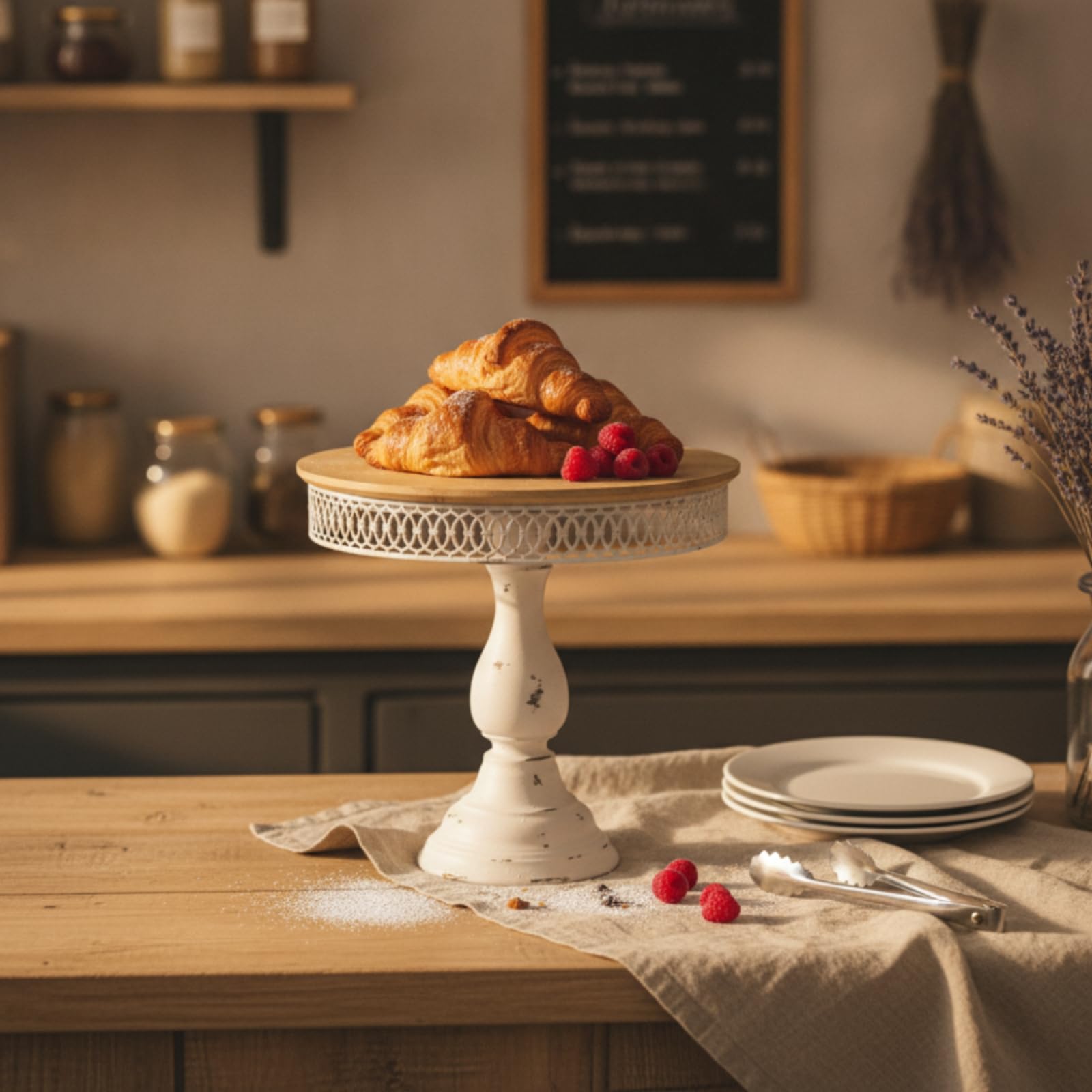 Qianly Alzata con Base a Piedistallo Rustico Vassoio con Piedistallo Decapato Vassoio da Dessert per Organizzatori di Eventi