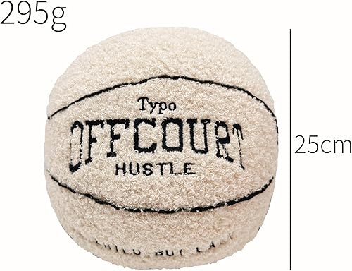 Miniatura 2 de Almohada de baloncesto de 9.8 pulgadas, almohada de felpa para regalo para el hogar, expresión divertida, decoración de habitación infantil (beige)