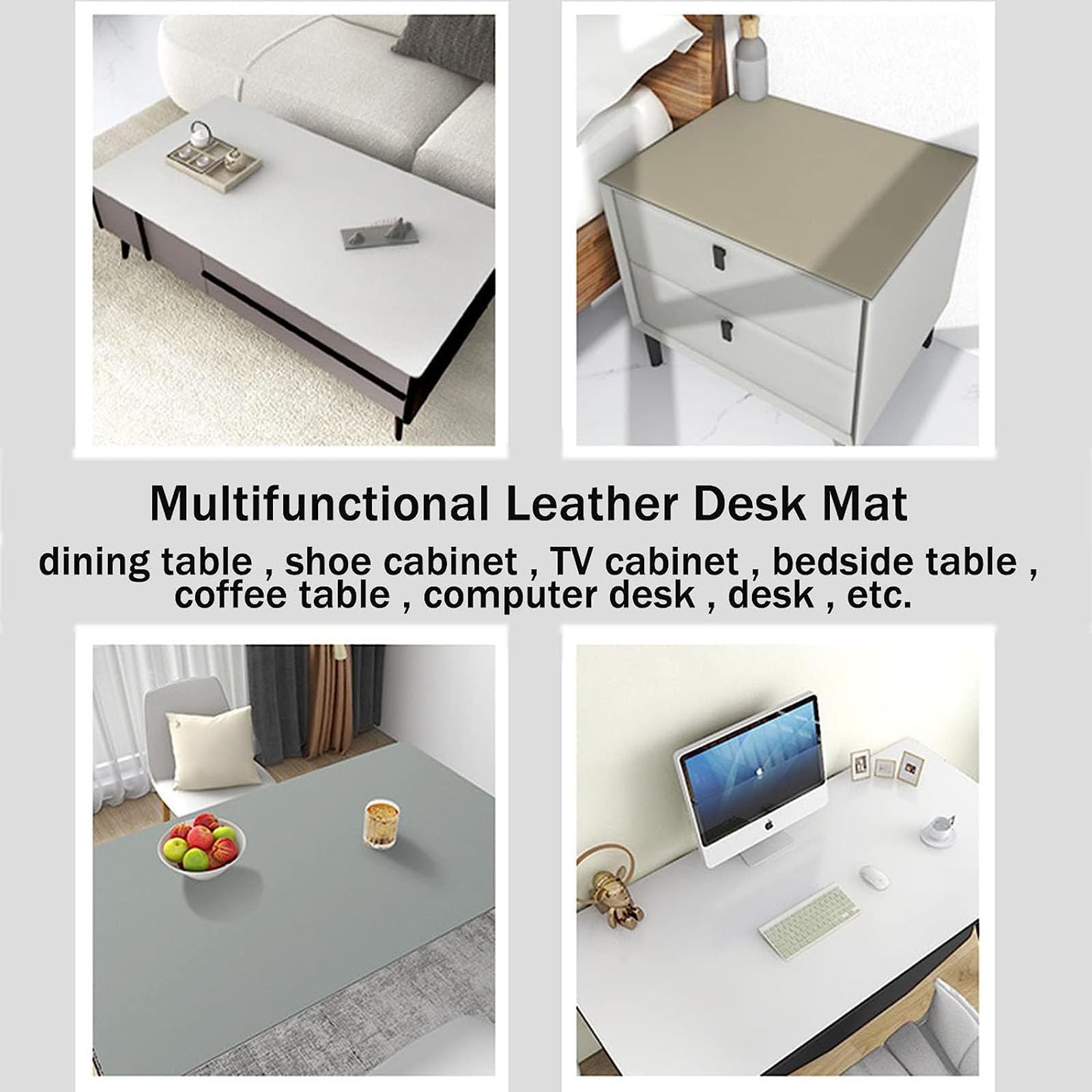 Willove Mantel Cuero Mesa Rectangular, Mantel Antimanchas Comedor, Tapetes para Mesa Salon Impermeable, Alfombrilla de Protectora de Mesa de Cuero PU, Manteles de Cuero Sintética (85×135cm,White)