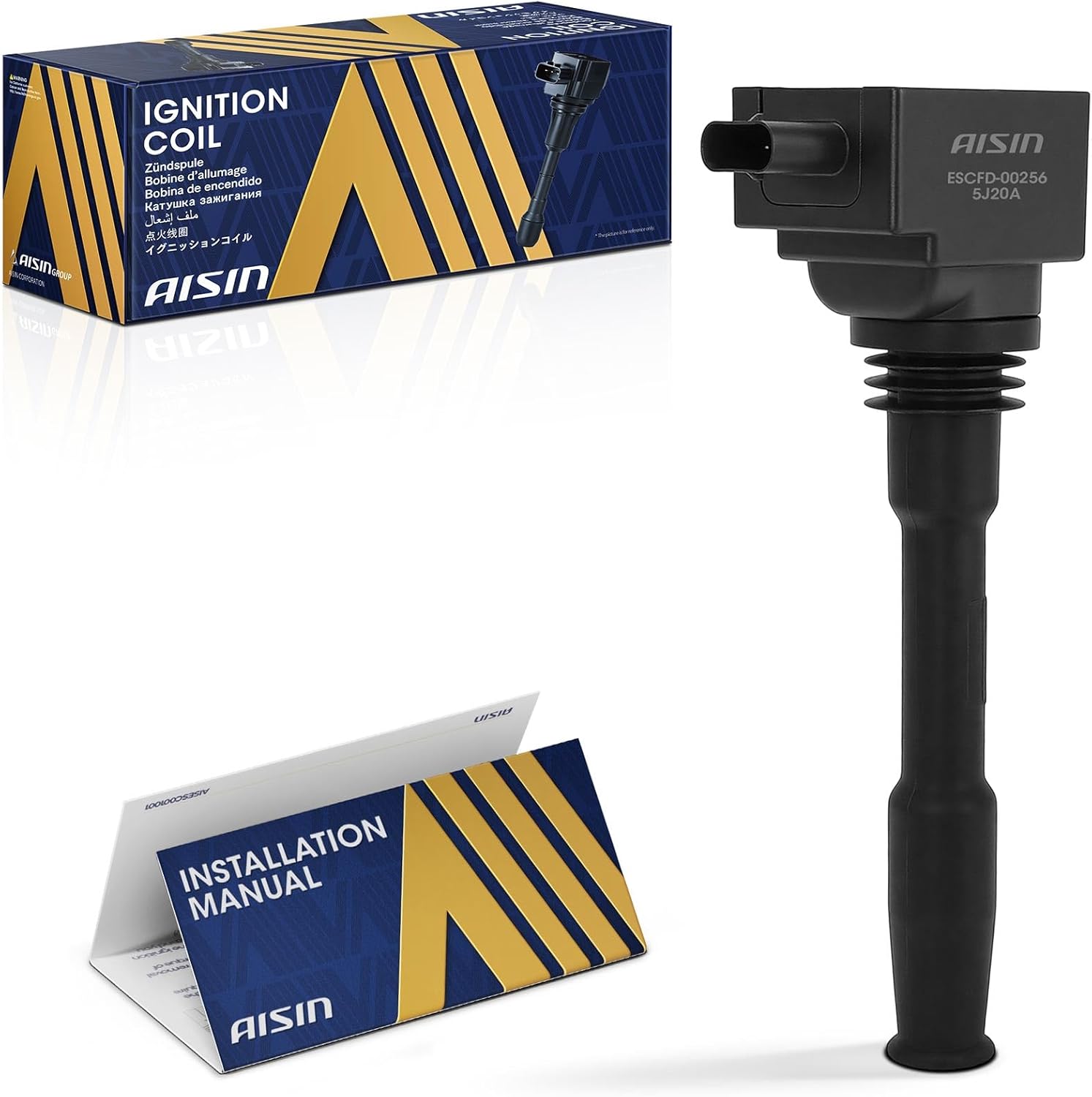 AISIN AFTERMARKET ESCFD-00256 Ignition Coil - Compatible with Ford F-150 18-25, Explorer 20-23&25, Edge 19-23, Bronco 21-25, Police Interceptor Utility 20-25, Lincoln Aviator 20-25 - 2.7L 3.0L