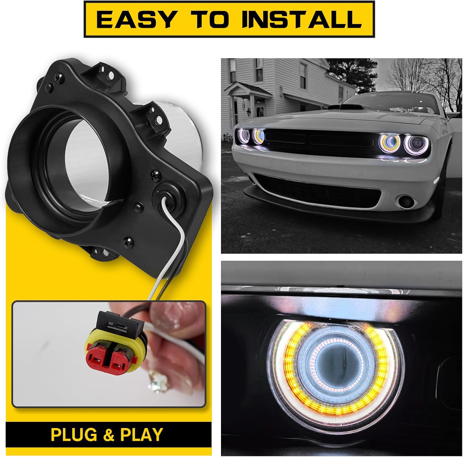 Headlights Bulbs for 2015-2020 Dodge Challenger, Plug and Play LED Headlamps Air Inserts Assembly Compatible with 2015-2020 Dodge Challenger Headlight Bulbs, Ultra Bright White Light, 2PCS