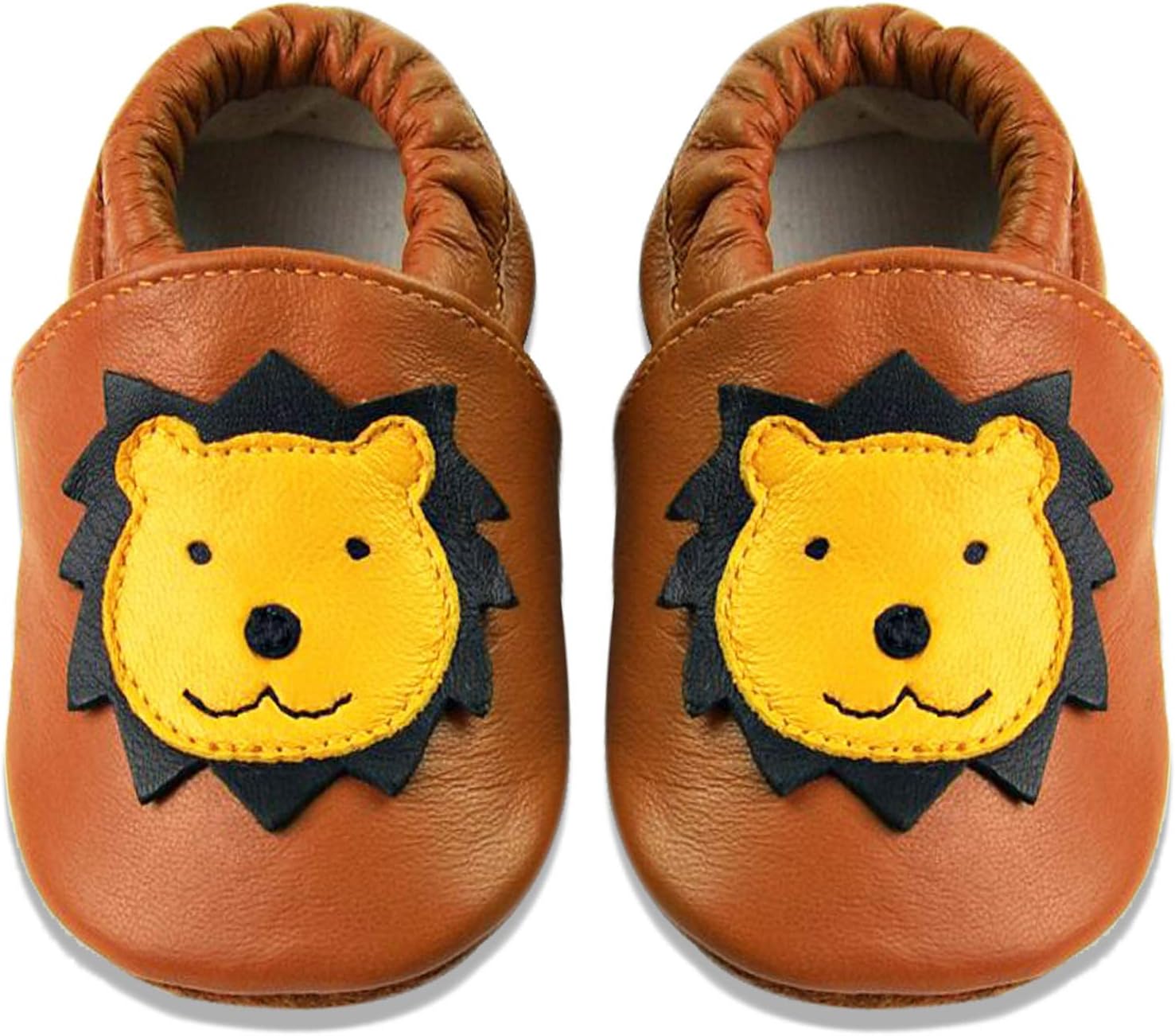 BAOLESEM Crawling Shoes Leather First Walking Shoes Boys Girls Soft Baby Shoes Toddler Slippers with Suede Soles for Baby - Brown