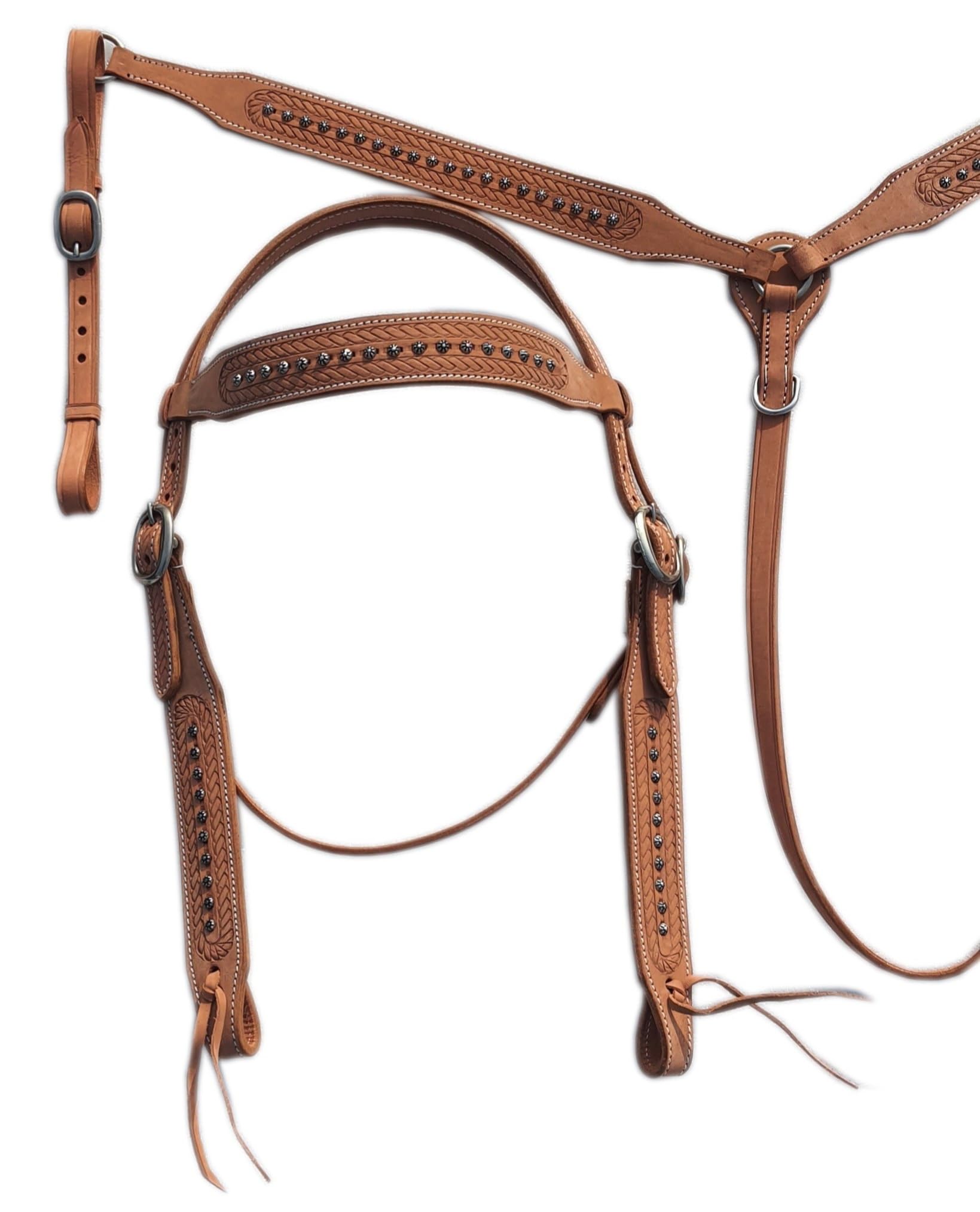 Western Leder Halfter & Brusthalsband Set für Pferde