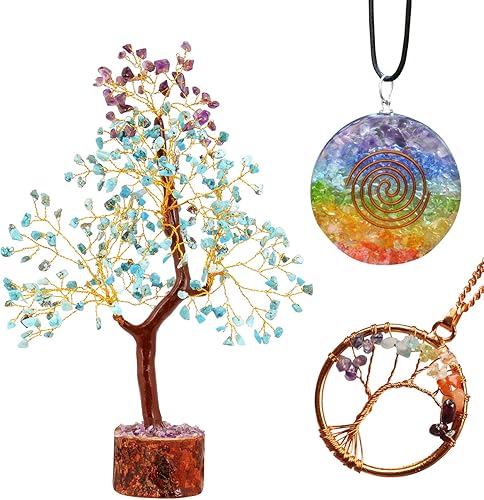 Miniatura 8 de SUBSH Árbol de dinero de piedra turquesa y amatista  Árbol de la vida  Piedras curativas energéticas  Bonsái de Feng Shui  Curación de cristal de