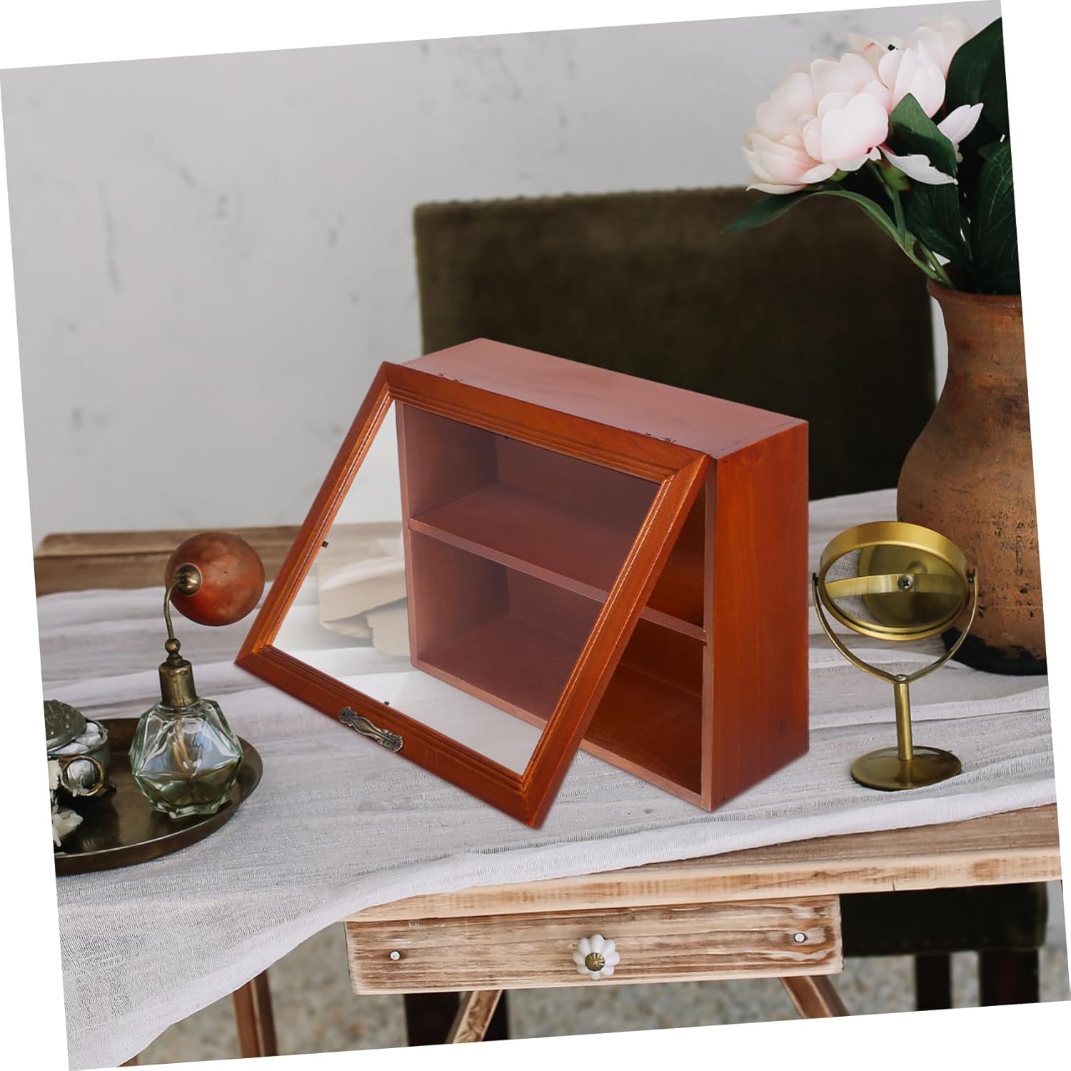 Garneck Display Case Desktop Wood Display Rack Cosmetics Holder Collection Toy