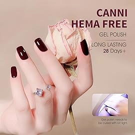 CANNI Dark Red Gel Nail Polish, 1Pcs Burgundy Red Gel Polish Deep Red Color Nail Polish Gel High Gloss Soak Off U V Gel Nail French Nail Manicure Salon DIY
