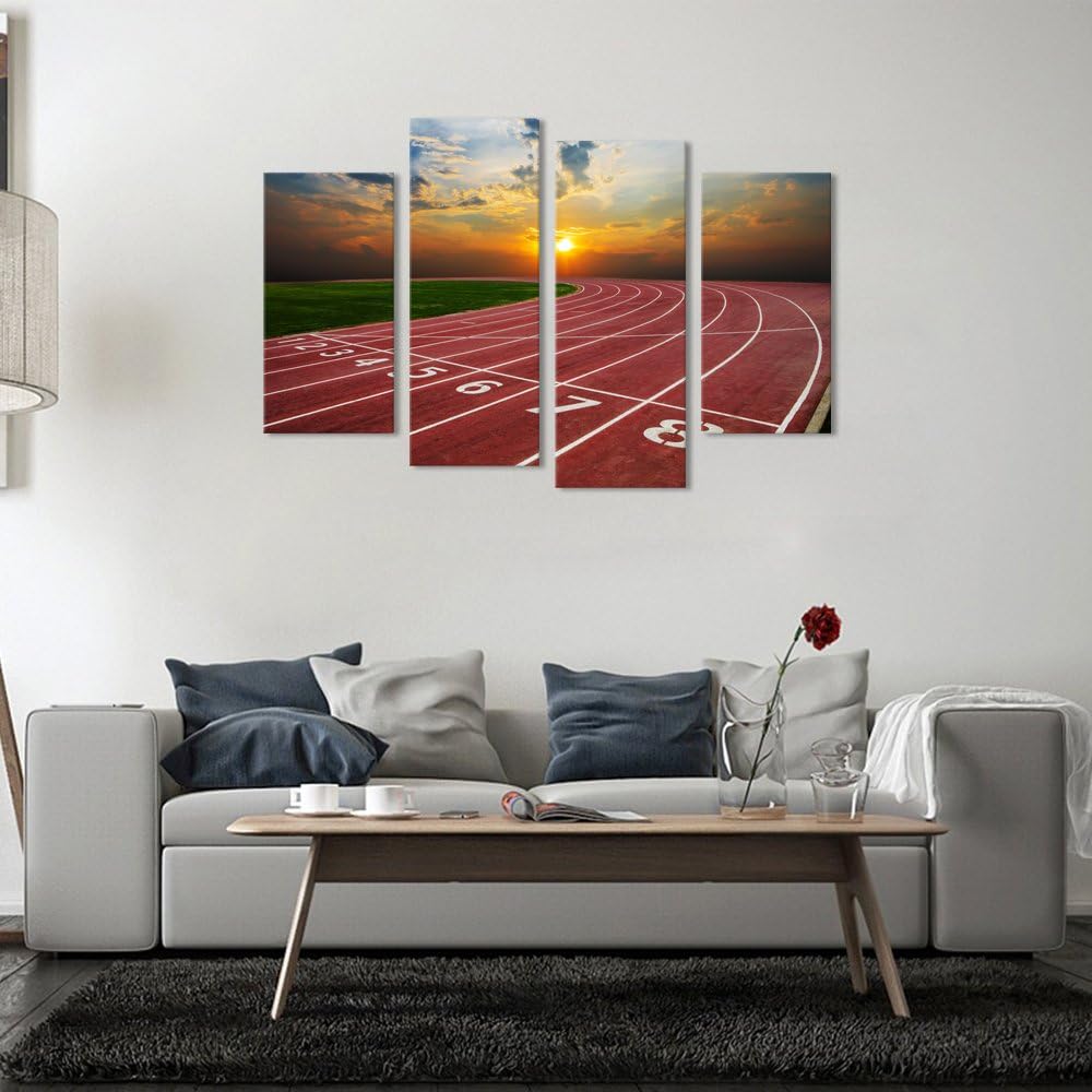 Sea Charm - Canvas Print Wall Art Painting Running Track with Nice Sunrise Scenic Canvas Picture Wall Decor for Living Room Home Decorations Ready to Hang