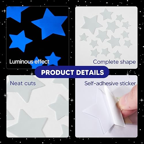 Miniatura 78 de Estrellas que brillan en la oscuridad para decoración de techo, 849 calcomanías brillantes para planetas de techo, calcomanías de pared luminosas