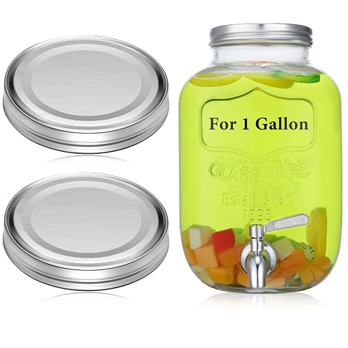 Uiifan 2 Pcs 304 Mason Jar Lids Wide Mouth Metal 110mm 1 Gallon Silver
