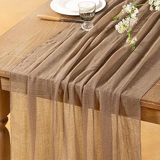Nude Cheesecloth Table Runner 2 Pack Fall Thanksgiving Table Runners 120 inches Boho Gauze Coffee Cheese Cloths for Rustic Wedding Bridal Baby Shower Decor Party Fall Table Centerpiece