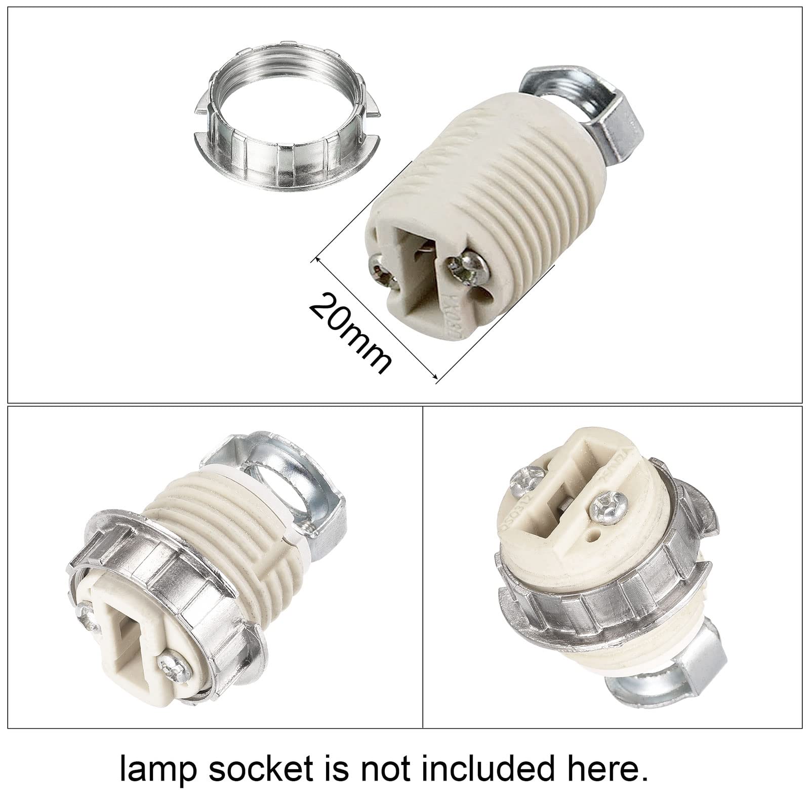 Sourcing Map Anneaux Adaptateur G9 M20 - Pour Abat-Jour De Lampe - Lot De 6 Blanc
