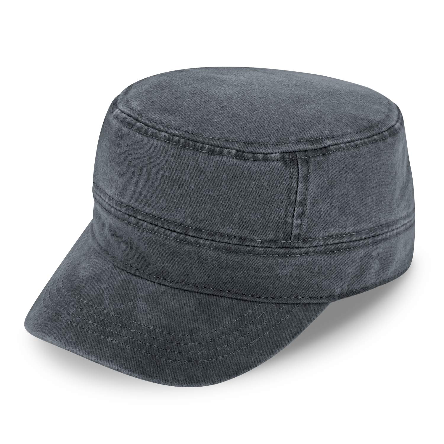 Fiebig Men's Anthracite Army Gi-Cap In Washed Cotton | Classic Workwear Hat With Velcro Fastening | Military Outdoor Cap Made Of Cotton (One Size, )