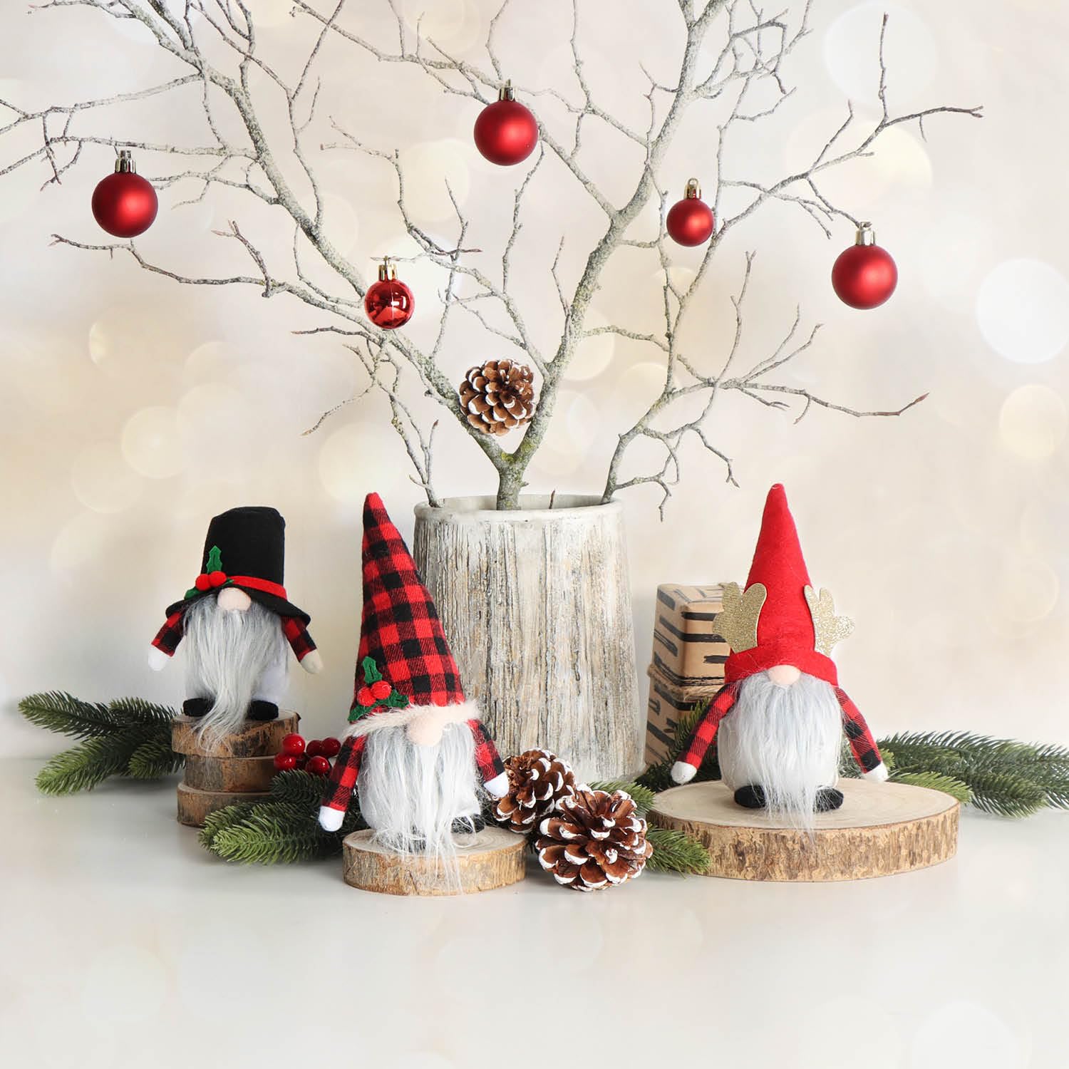 COM-FOUR® 6x Nains De Noël Premium 15 Cm - Décoration De Noël - Figurine Naine D'hiver - Objets De Décoration - Trolls Décoratifs Scandinaves - Gnome Suédois Avec Barbe Et Chapeau D'hiver
