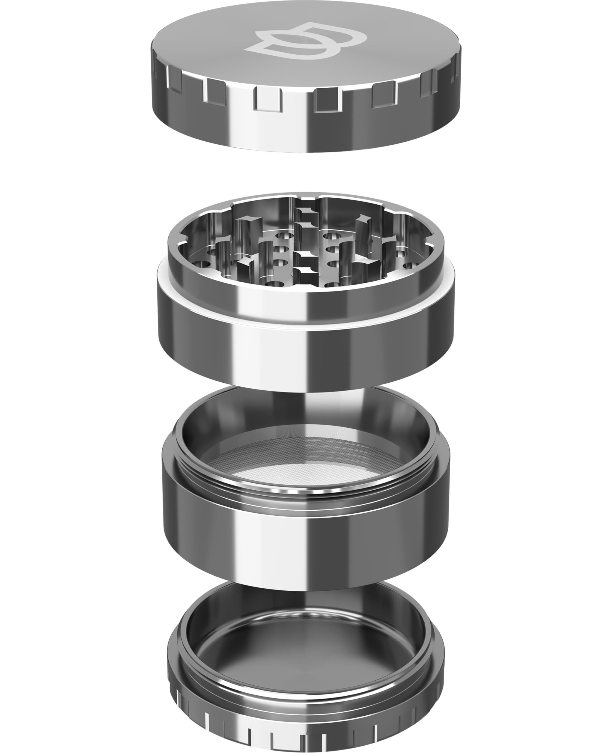 Bloomint Edelstahl Grinder 55mm, 4-teiliger Metall-Grinder für Kräuter, Gewürze und Herb