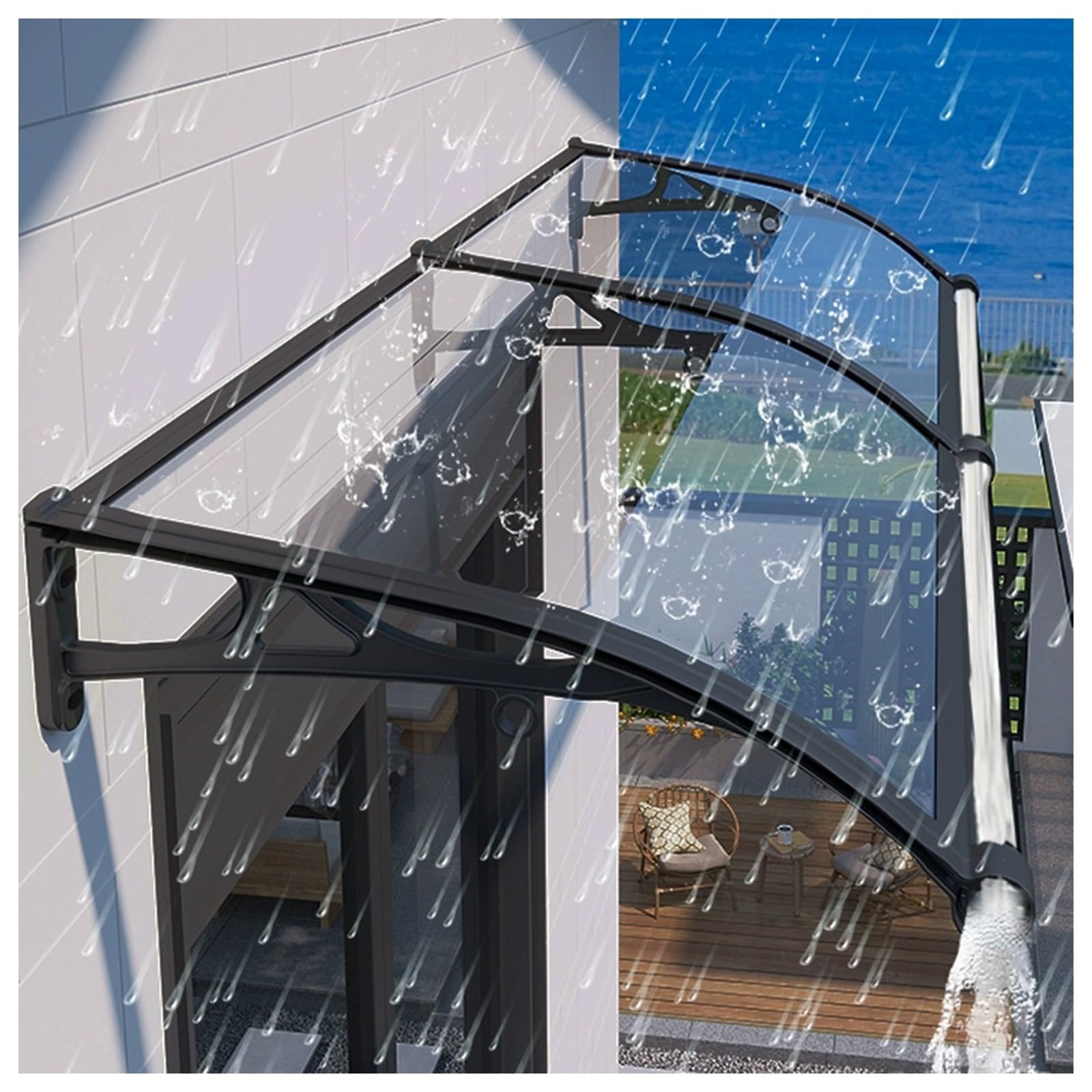 GJZQDKX Transparent Canopy for Garden Entrance – Waterproof Awning with Aluminum Alloy Bracket – High Bearing Capacity – 80 * 200cm