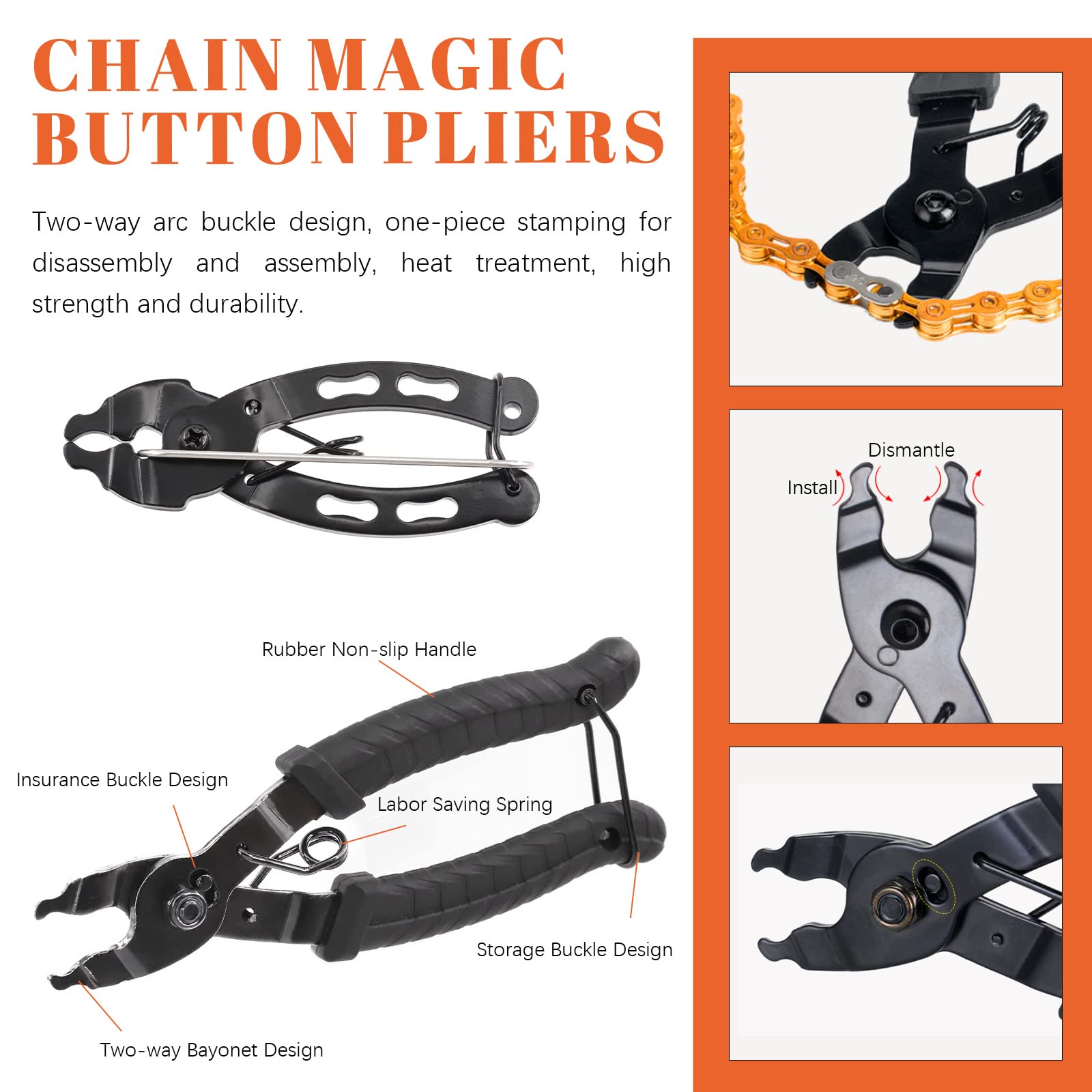 Tanstic 11Pcs Bike Chain Repair Tool Kit- Bike Link Pliers, Bicycle Chain Breaker Splitter, Master Link Pliers - Image 3