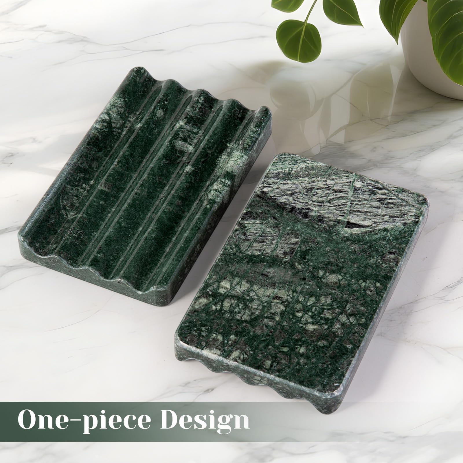 Koville Jabonera de mármol natural indio de lujo, 2 piezas de soporte de barra de jabón de piedra para ducha, lavabo de baño, soporte de jabón antideslizante para ducha, ahorro de jabón fácil de