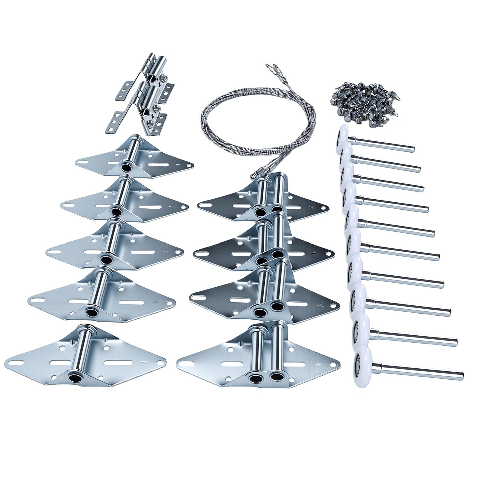banapoy Kit Rodillo Puerta Garaje, Herrajes Repuesto para Ruedas Puerta Garaje con Ruedas Nailon para Piezas Repuesto, Incluidas Bisagras y Soportes Resistentes para Puertas 7 Pies