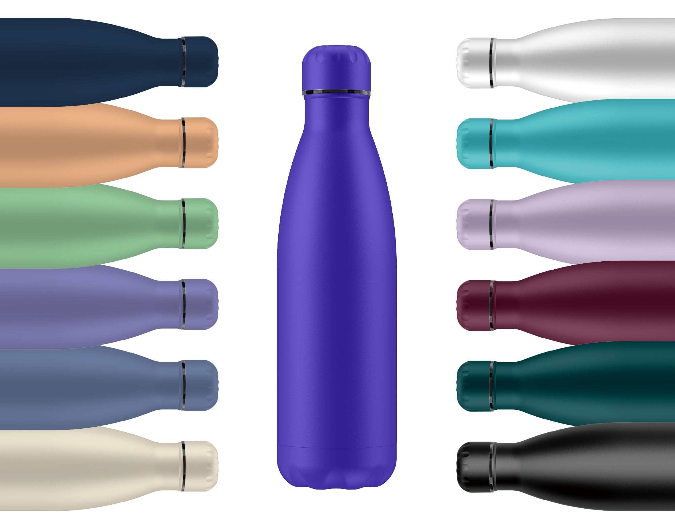 Mi Ko Mi Ka Botella de Agua Térmica de Acero Inoxidable Reutilizable | Sin BPA | Mantiene 24H Frio / 12H Calor | Hermética - Doble Pared a Prueba de Fugas (2 Azules, 750ml) — view 8
