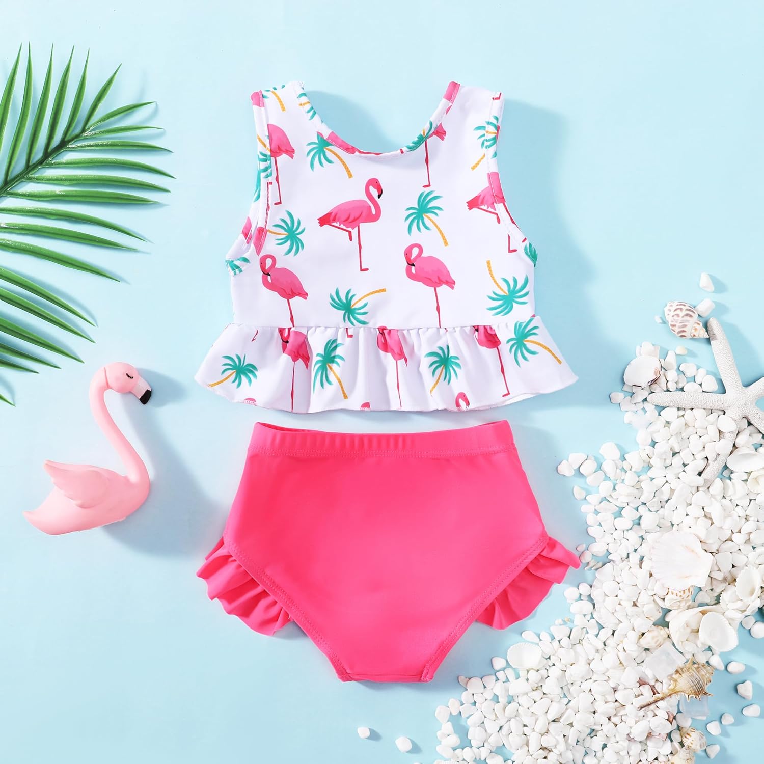 Baby Swimsuit Girl Two Piece Bathing Suit Ruffle Tankini Set Toddler Girls Summer Sleeveless Beach Swimwear 1-7Y - Image 2