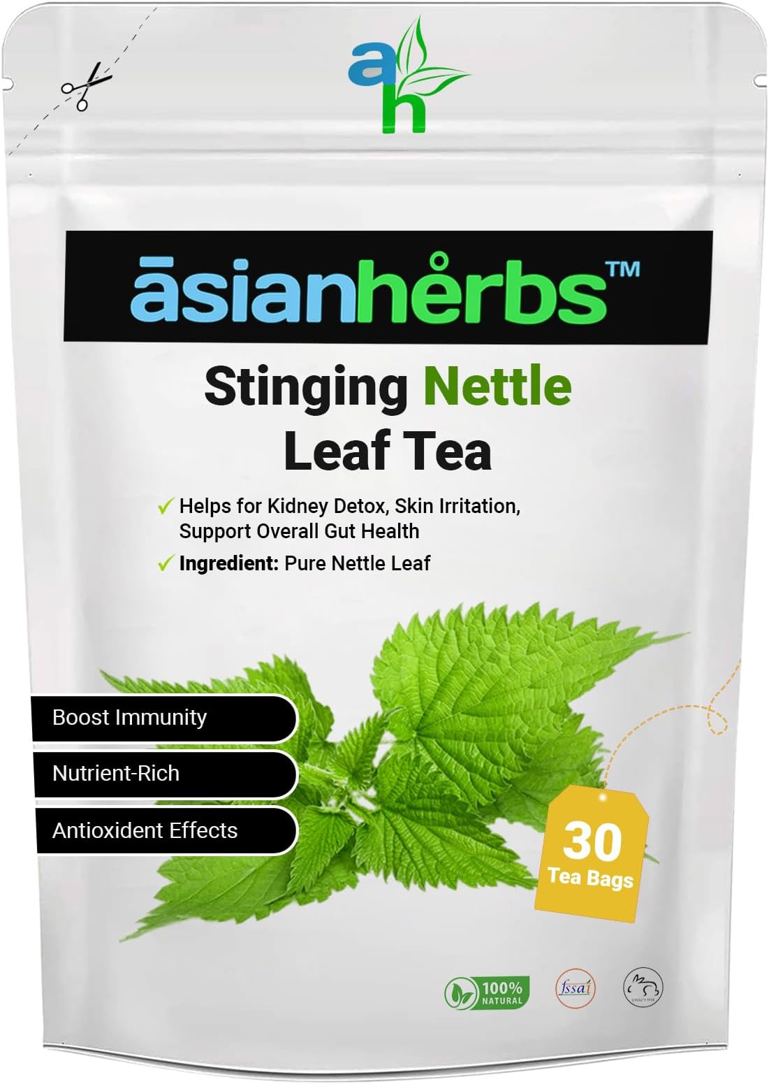 Natural Himalayan Stinging Nettle Tea - Herbal Tea for Wellness, Detox & Vitality | Packed with Nutrients, Antioxidants & Minerals (30 Tea Bags)