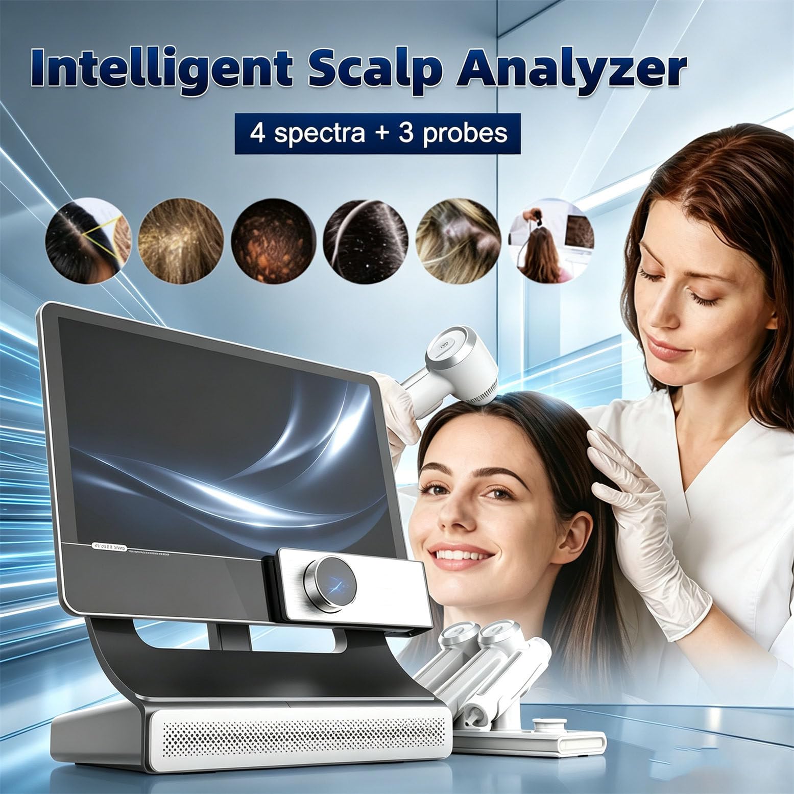Analizador Digital de Cuero cabelludo con microscopio
