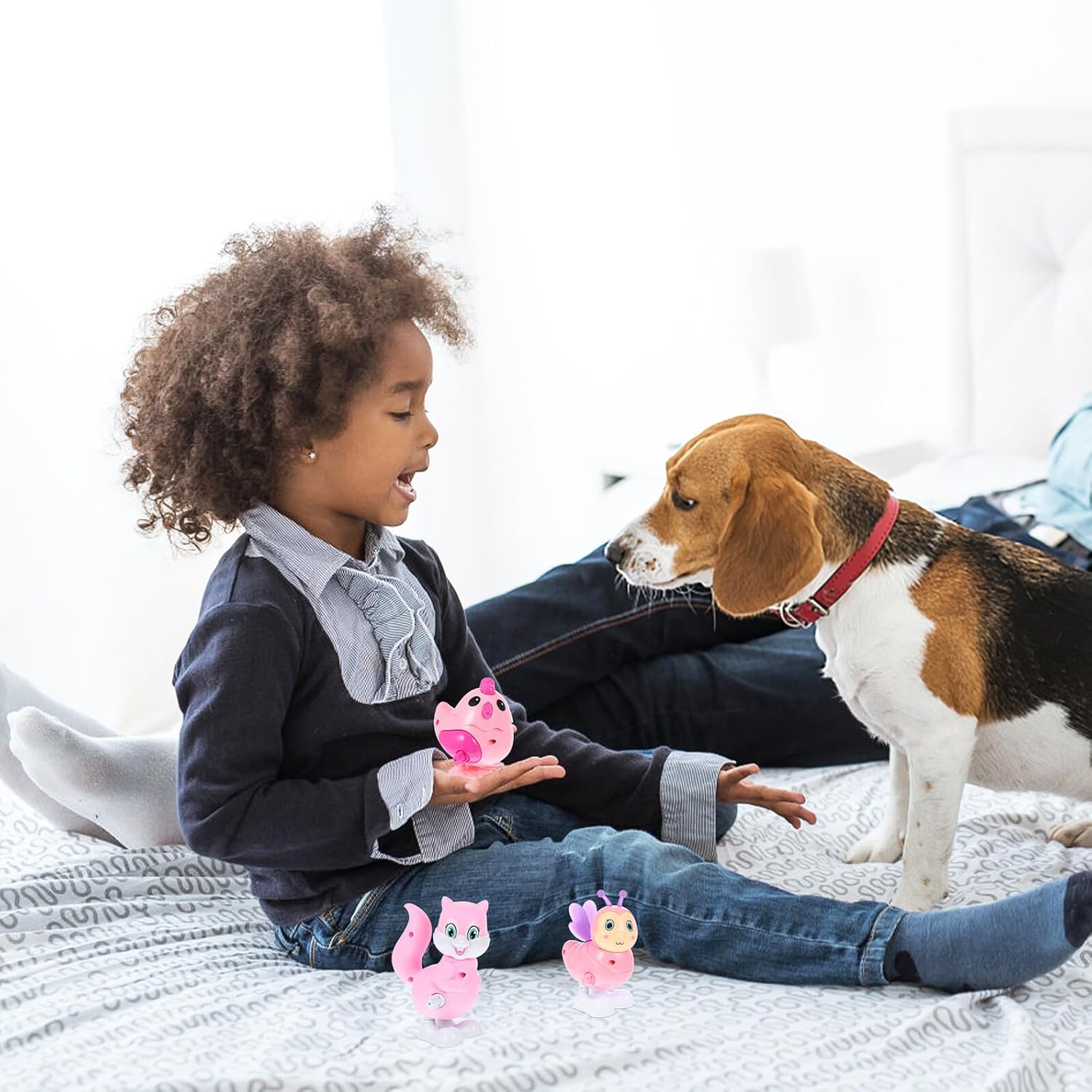 3pcs Clockwork Jumping Animals for Portable Spring Wind-up Creative S for Hand-Eye Coordination and Interactive Play Random Color