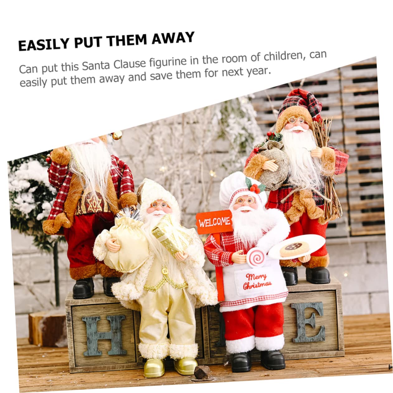 Zerodeko 3 Pezzi Babbo Natale in piedi Vacanza Figurina christmas party regalini natalizi decorazioni natalizi statuina di babbo natale di natale statua di Babbo Natale plastica Golden