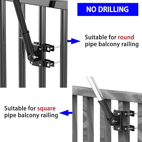 Miniatura 2 de Soporte para asta de bandera sin perforación, apto para barandilla de balcón, soporte para asta de bandera perfecto para porche y valla, se adapta a