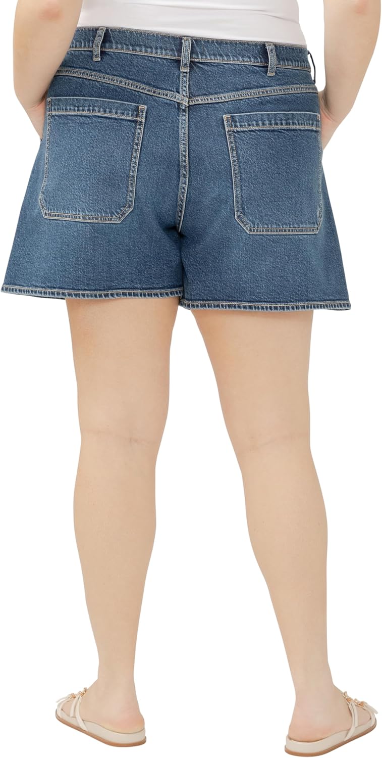 Silver Jeans Co. Women's Regular and Plus Size High Rise Utility Shorts, Indigo - Image 3