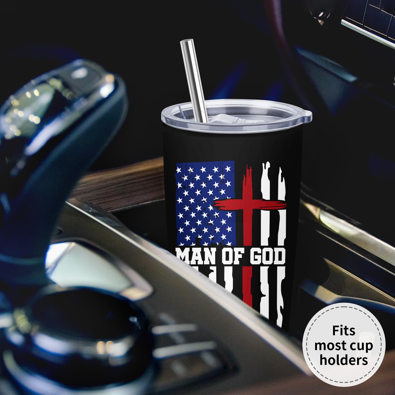 Christian Gifts for Men, Catholic Gift, Religious Gifts for Men, Christian Fathers Day Christmas Birthday Graduation Mugs, Inspirational Gifts, Bible Verse Gift, Man of God 20oz Coffee Tumbler
