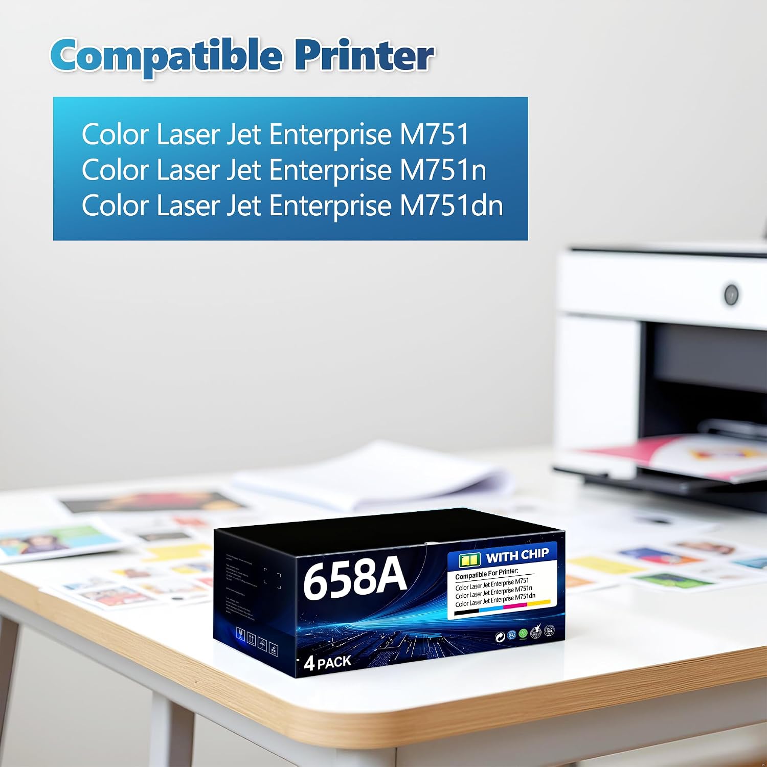 BERRYSKY 658A Toner Cartridges 4-Pack Compatible HP 658A W2000A W2001A W2002A W2003A Toner Replacement for Color Laser Jet Enterprise M751 M751n M751dn (Black/Cyan/Magenta/Yellow)