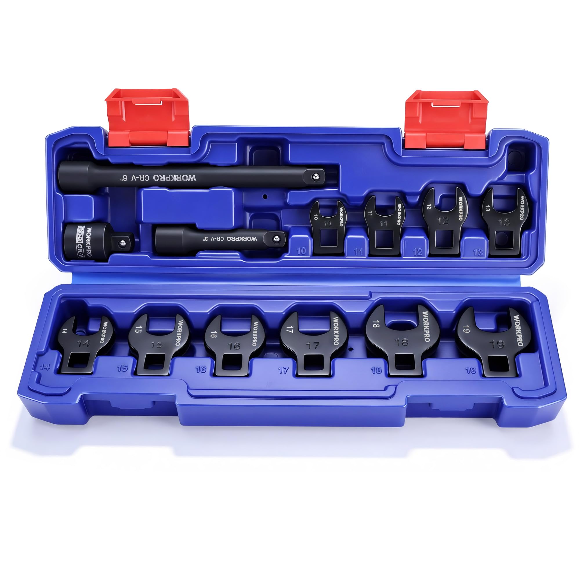 WORKPRO 13-Piece 3/8 Drive Crowfoot Wrench Set