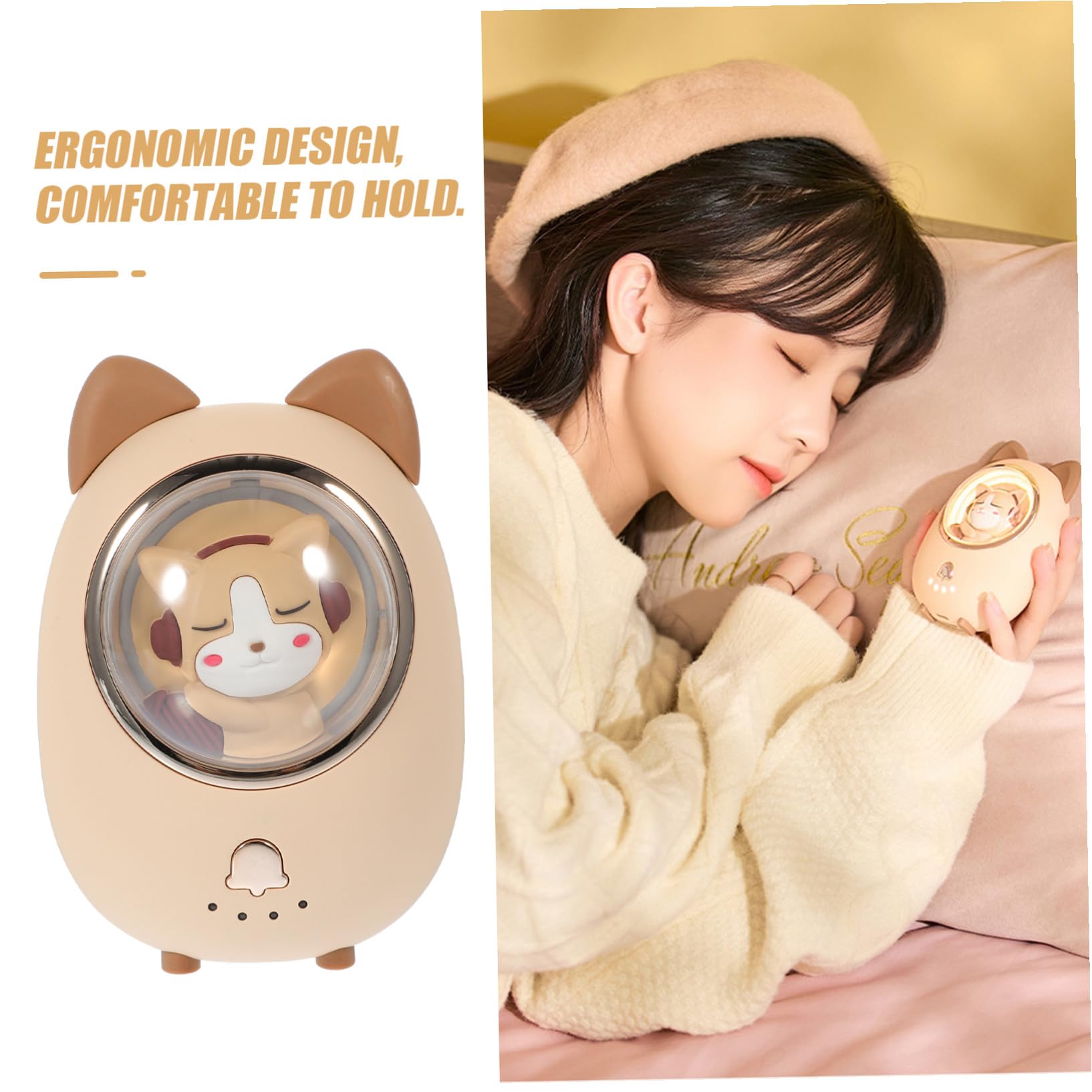 Chauffe-Mains USB Rechargeable D’Animaux Mini Chauffe-Poche Lumineux Protection Anti-Surchauffe Portable et Léger pour Activités Extérieures Hivernales