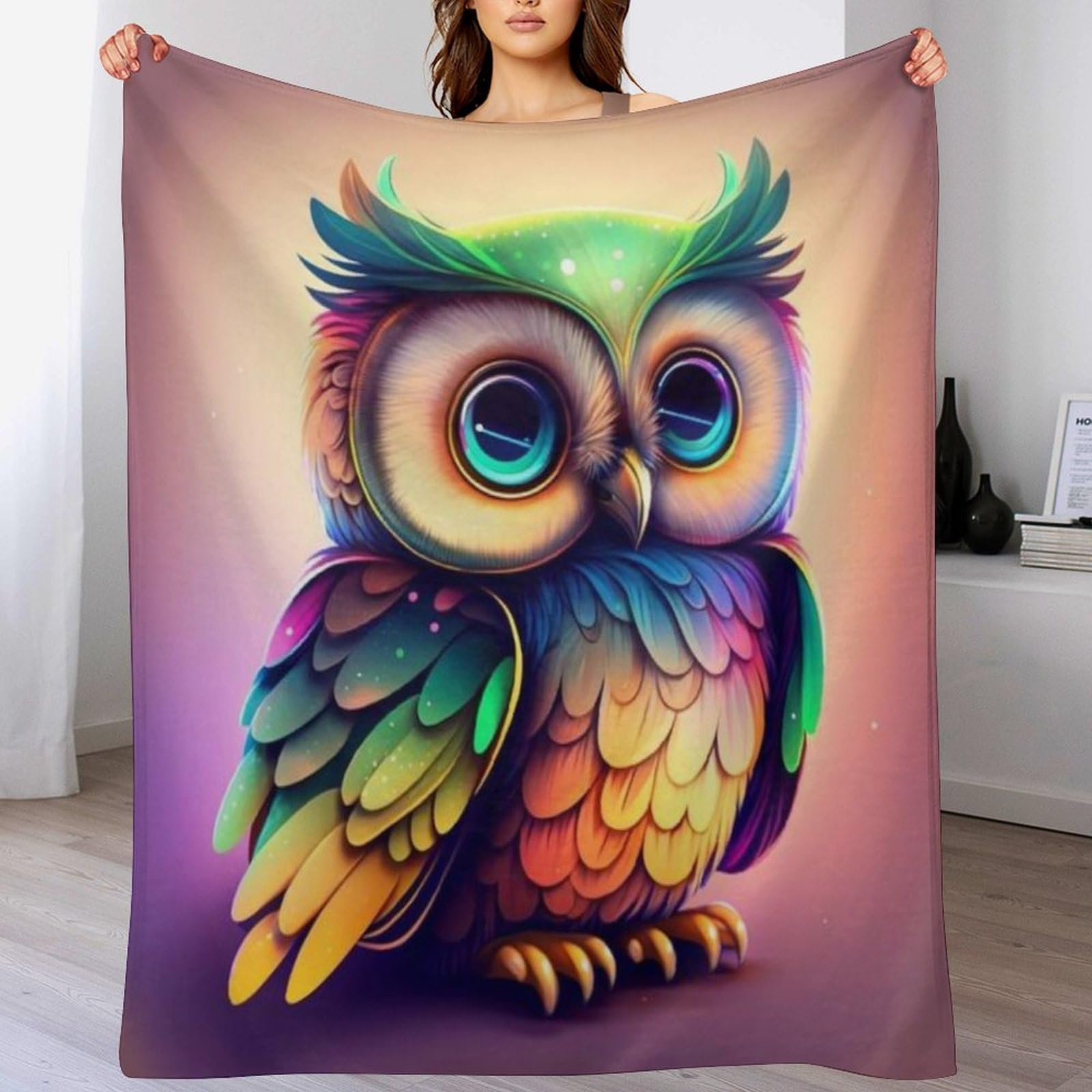 Couverture polaire hibou thermique pour lit et canapé soirs d'hiver