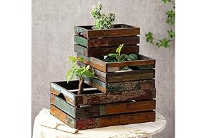 TIMRIS Set of 3 Rustic Distressed Wood Nesting Crates: Farmhouse Decor's Delight