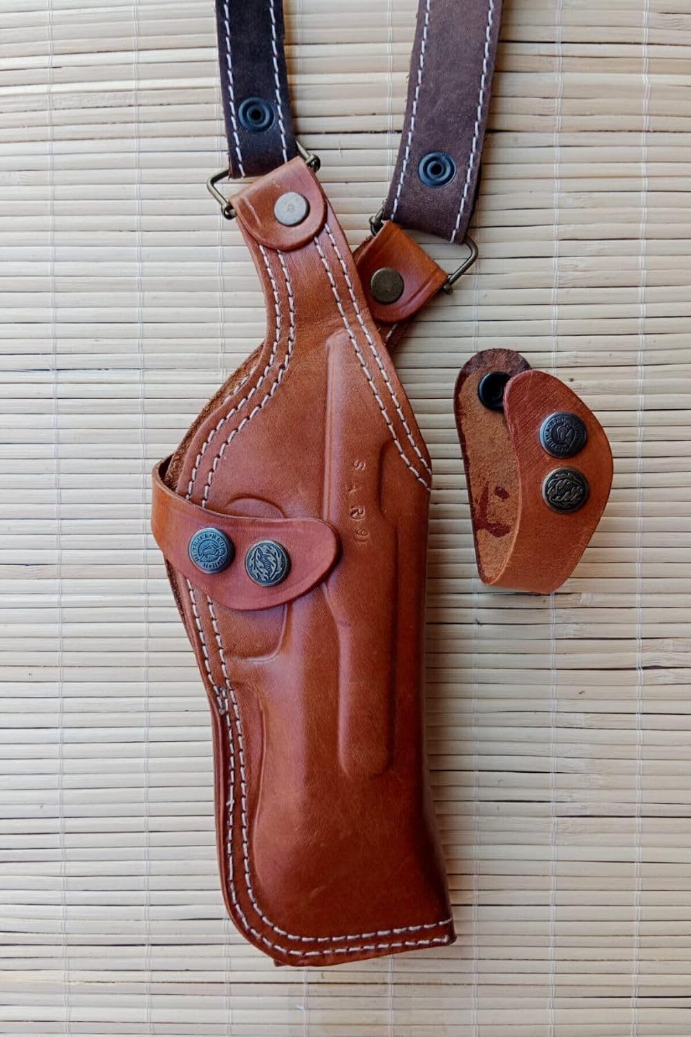 Shoulder Holster for SAR 9 Right Hand Genuine Leather Custom Made Airsoft Gun Holster Brown Color - Brown
