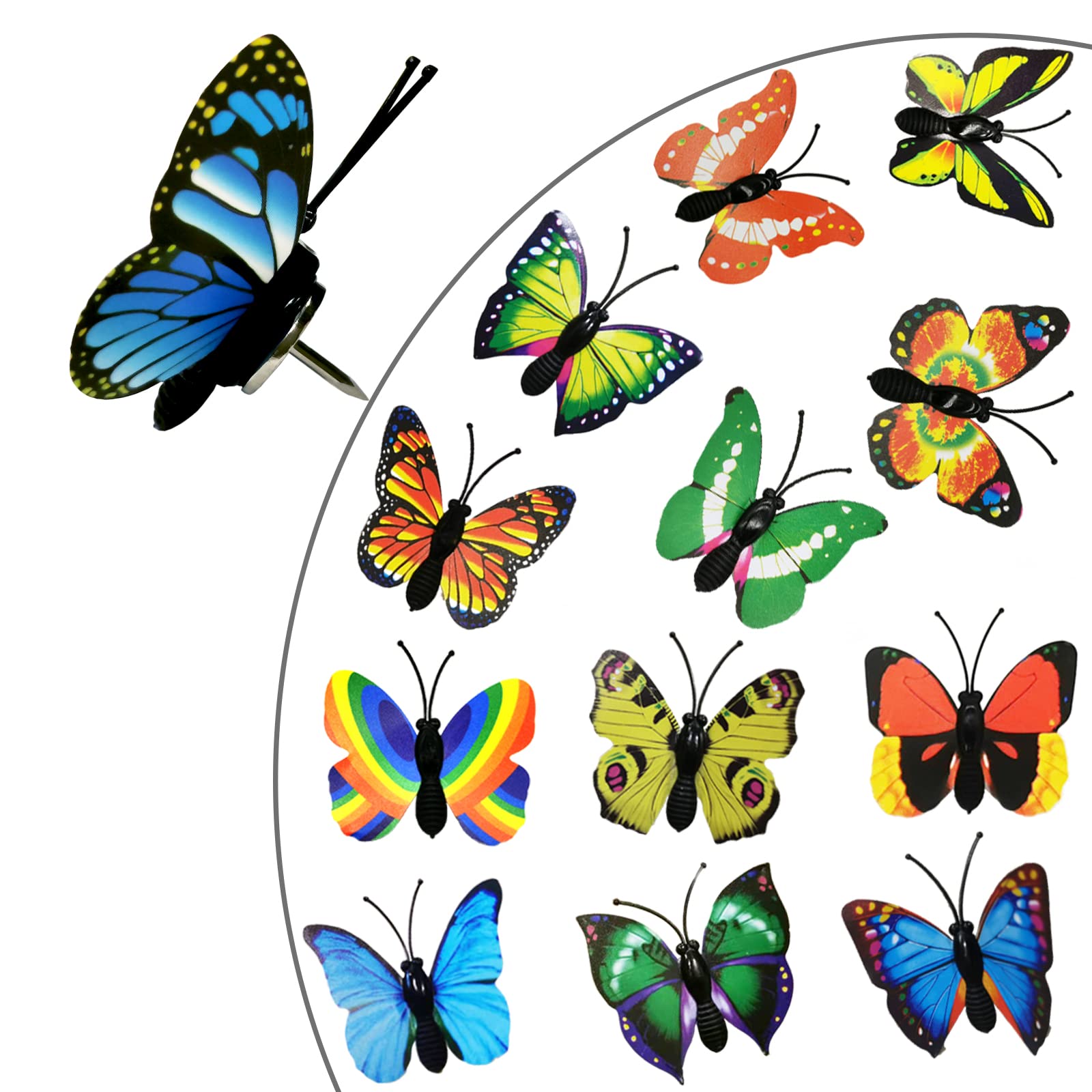 36pcs Butterfly Push Pins, Decorative Thumb Tacks for Photo Wall, Cork Board, Bulletin Board, Home Wall Decorations, Random Pattern Cute Photo Map Pins by Sunenlyst