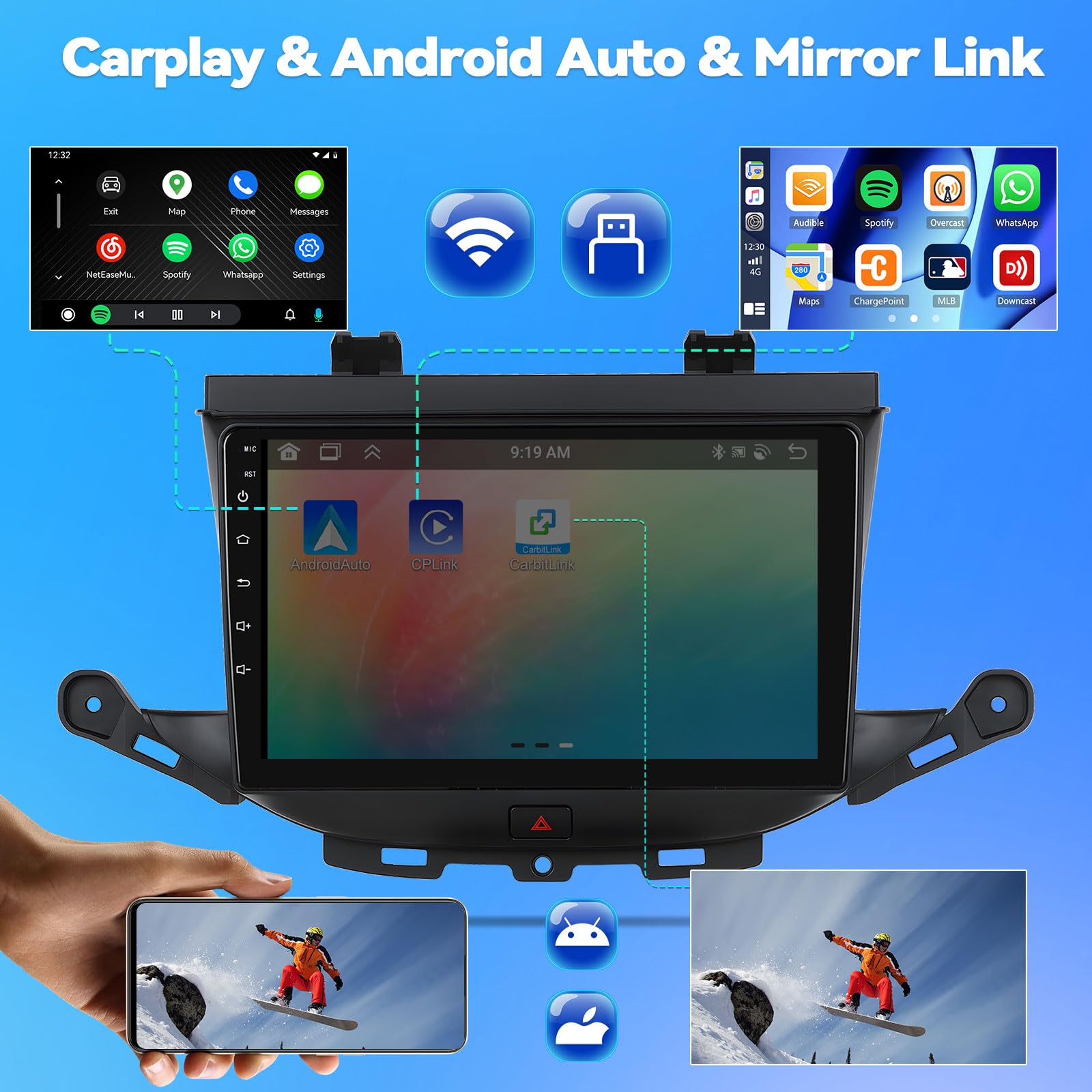 Autoradio Android 13 Pour Opel Astra K / Buick Verano 2015-2019 - Écran Tactile 9", 4Go RAM, 64Go ROM - CarPlay/Android Auto Sans Fil, GPS, Caméra Recul - 13