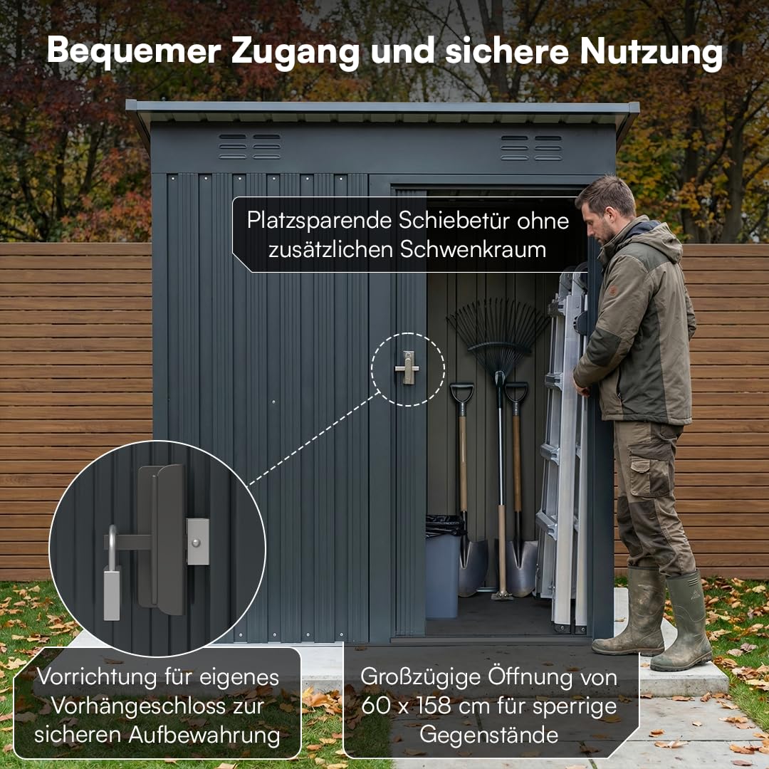 STEELSØN Talonix Gerätehaus Metall 184x75x164cm Anthrazit Zinkstahlrahmen