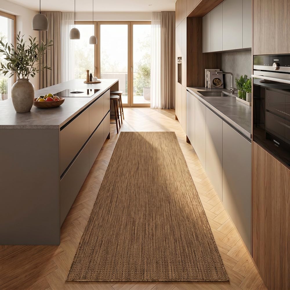 Tapis aspect jute tissé plat de haute résistance pour une décoration moderne et durable
