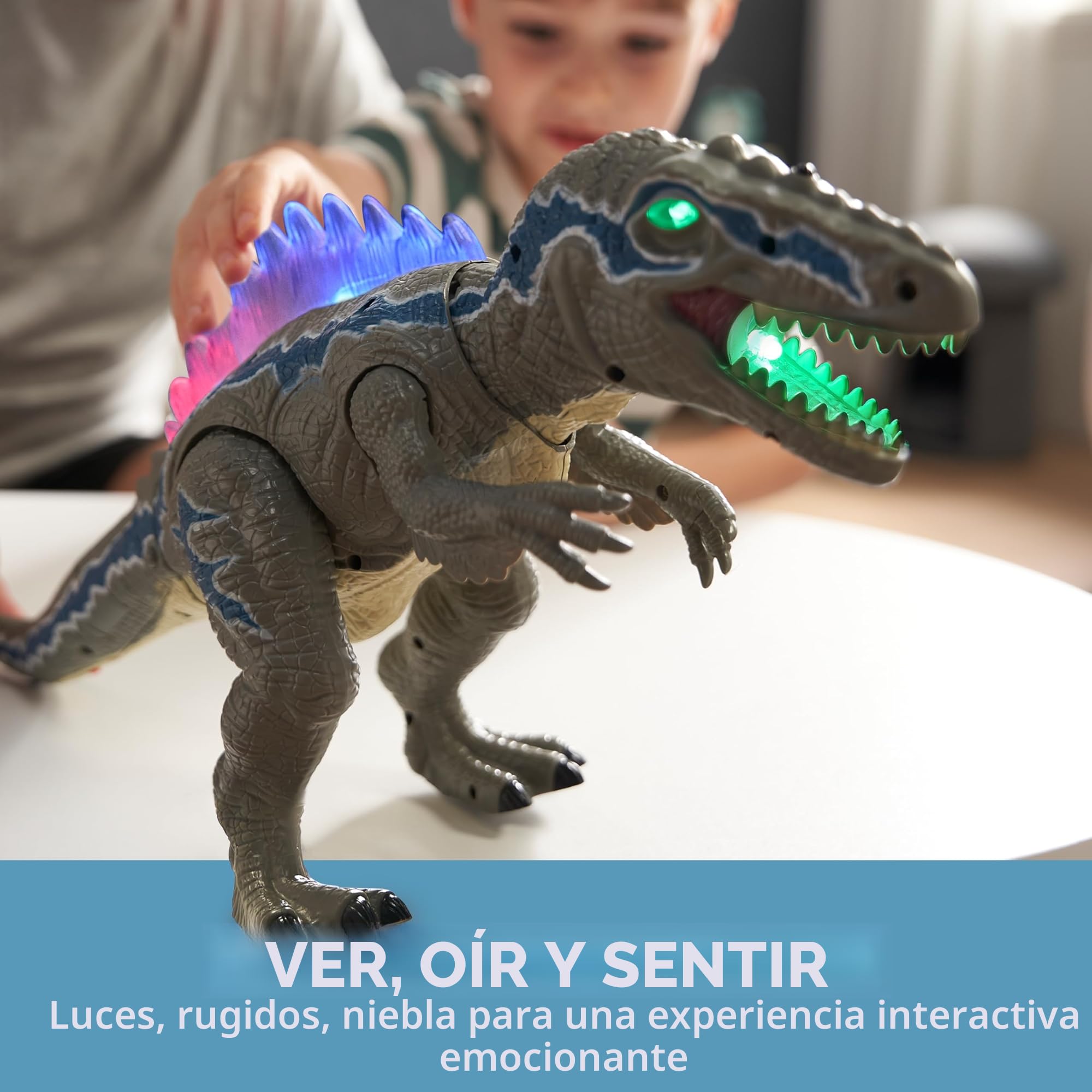 SYNCFUN Juguetes de Dinosaurios de Control Remoto para Niños y Niñas de 3 4 5 6 7 Años, Dinosaurios T-Rex Realistas Que Caminan y Rugen, Regalo de Cumpleaños y Navidad para Niños y Niñas Qequeños